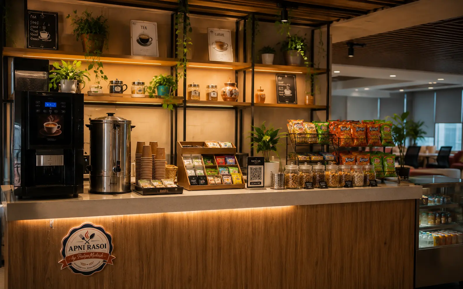 Tuck shop snack counter inside a workplace